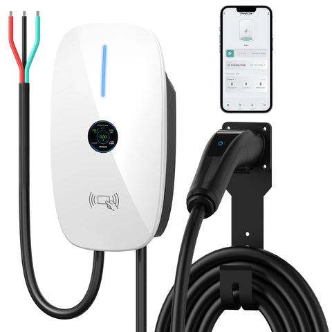 SIXTHGU 48A Level 2 EV Charger for Tesla Wall Mout 110V-240V Hardwired 25Ft Cable